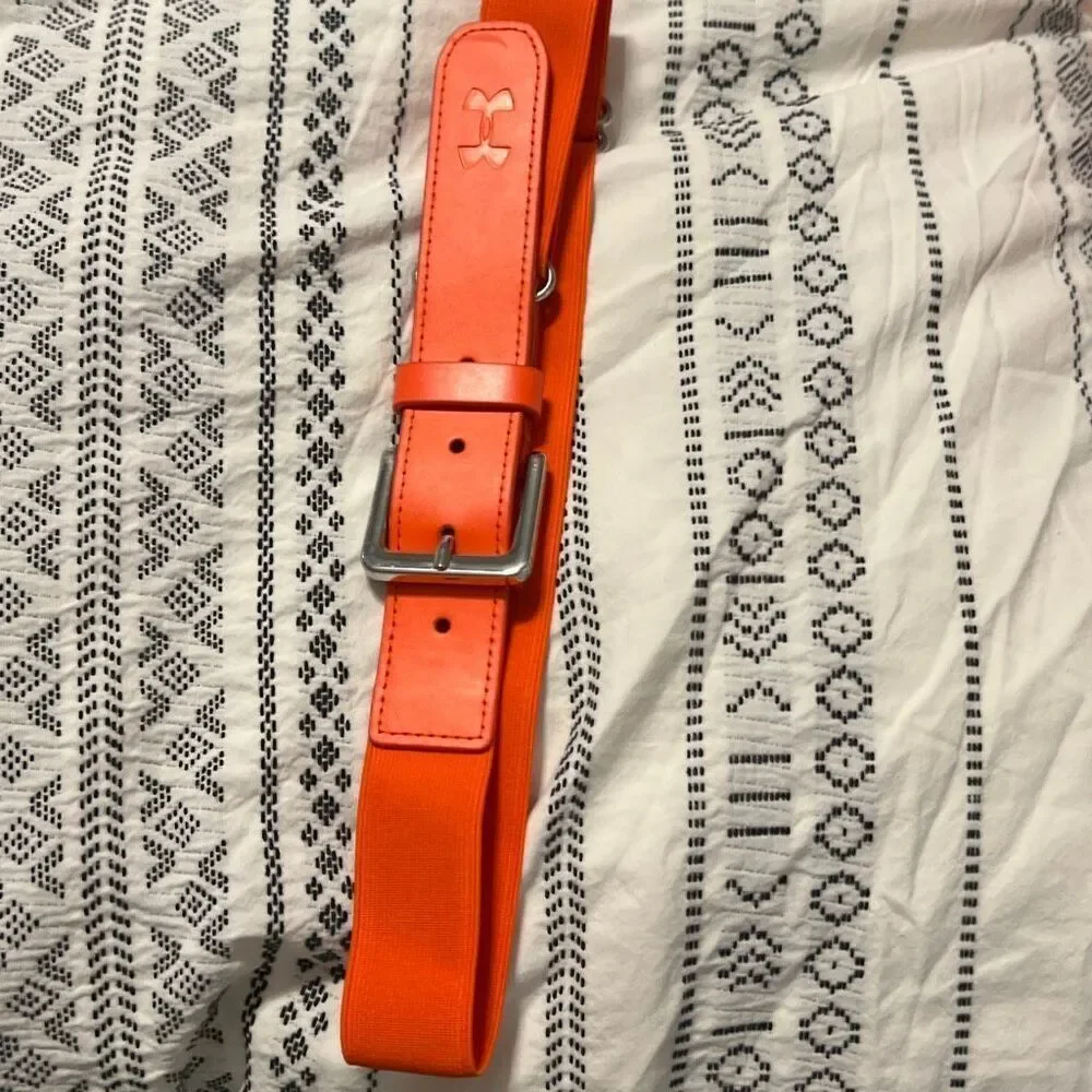 Girls Softball Belt Bundle – Under Armour Orange Elastic Belt & Navy Blue Stretc